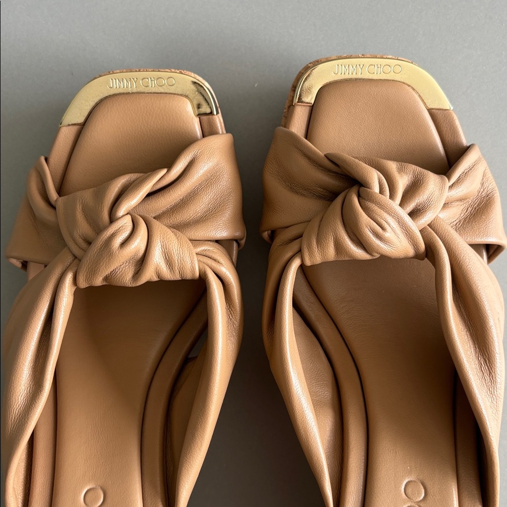 Jimmy Choo Tan Cork Wedge Sandals 8 - Picture 7 of 8
